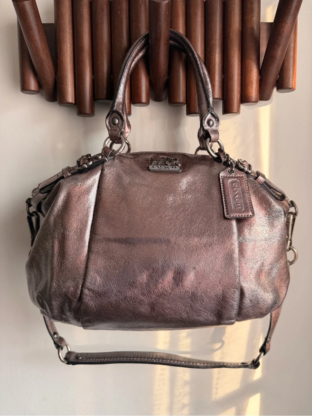 Coach Metallic Bronze Leather Satchel